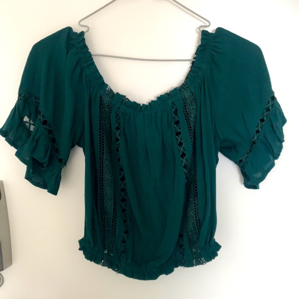 Sea green off shoulder top